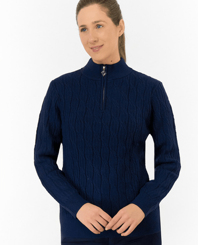 PURE GOLF Sorrell Margot Knit Quarter Zip Lined Jumper 506 Navy