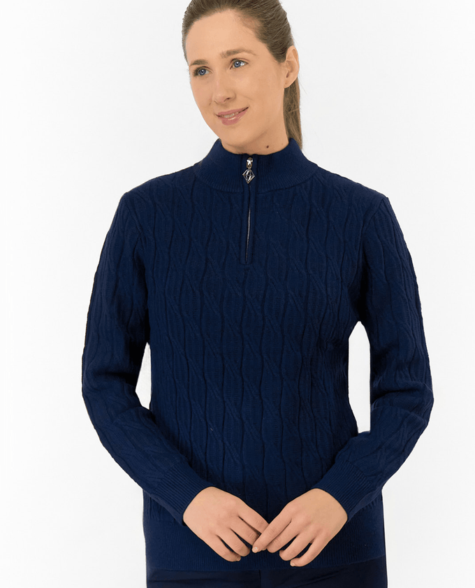PURE GOLF Sorrell Margot Knit Quarter Zip Lined Jumper 506 Navy