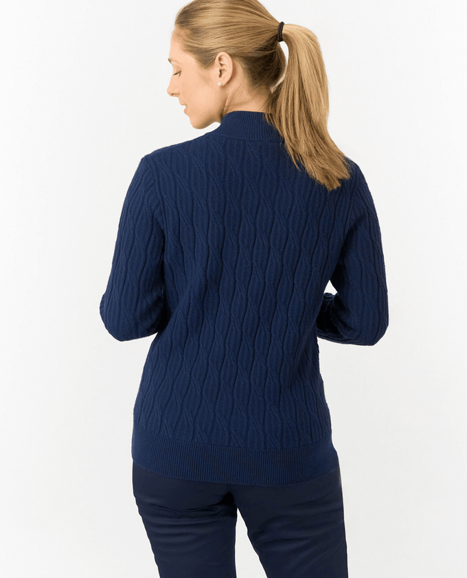 PURE GOLF Margot Knit Lined Quarter Zip Jumper 506 Navy