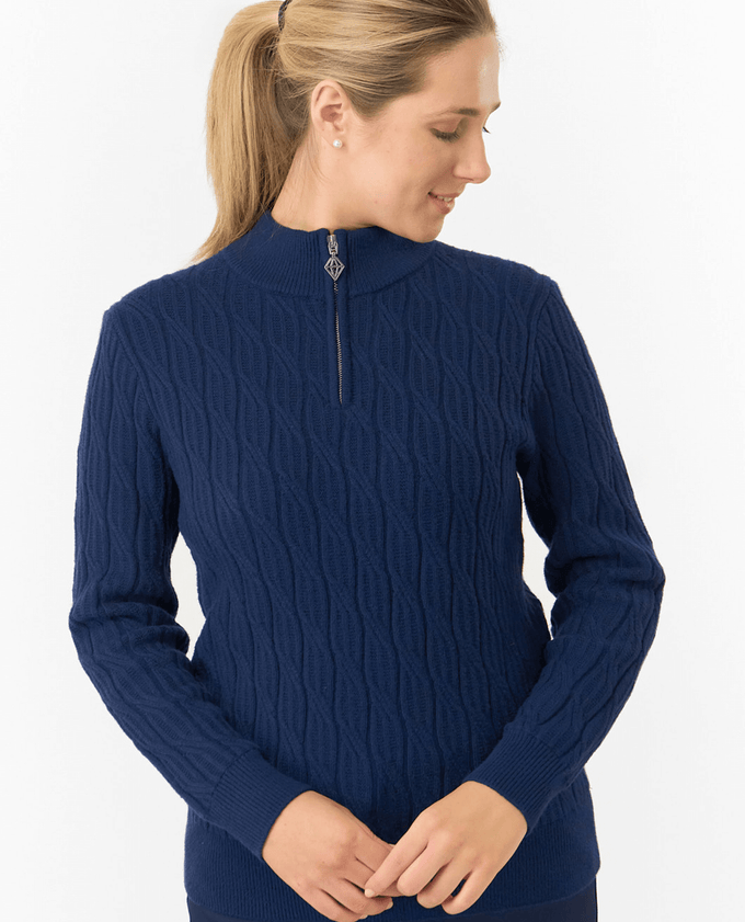 PURE GOLF Margot Knit Lined Quarter Zip Jumper 506 Navy