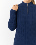 PURE GOLF Margot Knit Lined Quarter Zip Jumper 506 Navy