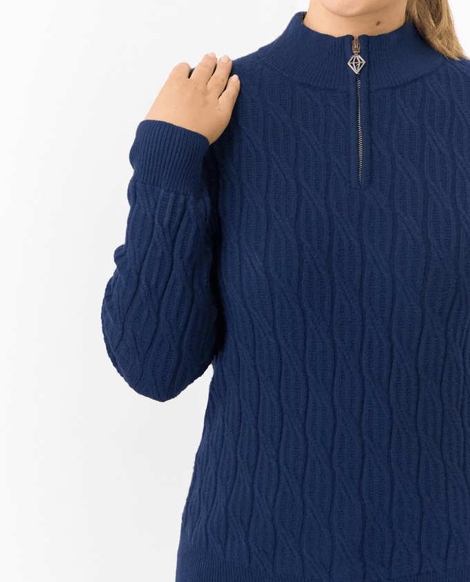 PURE GOLF Margot Knit Lined Quarter Zip Jumper 506 Navy