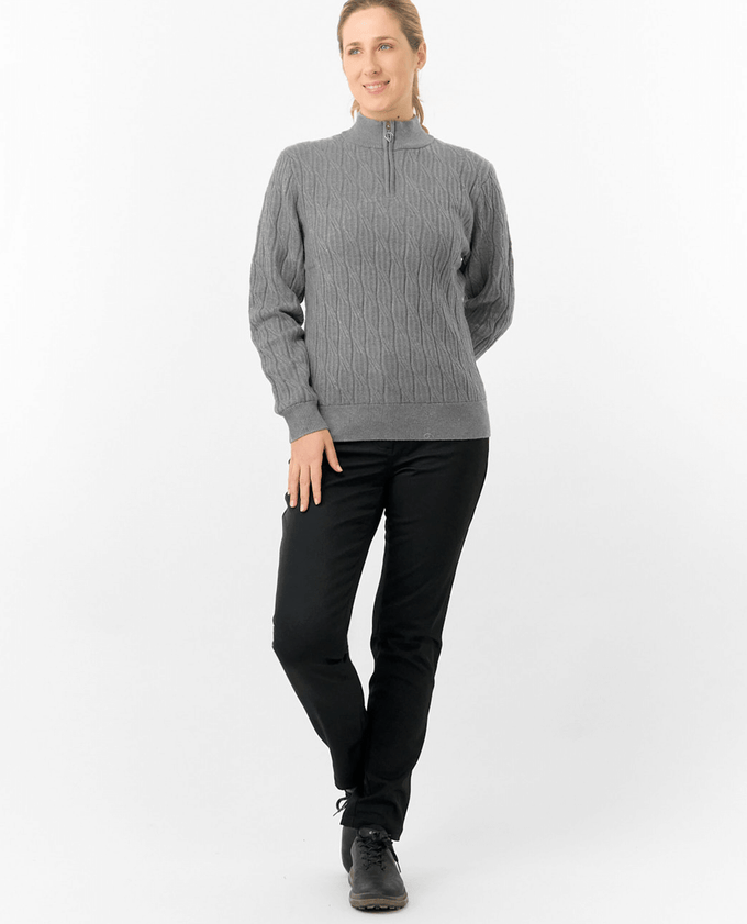 PURE GOLF Margot Knit Lined Quarter Zip Jumper 506 Charcoal Grey