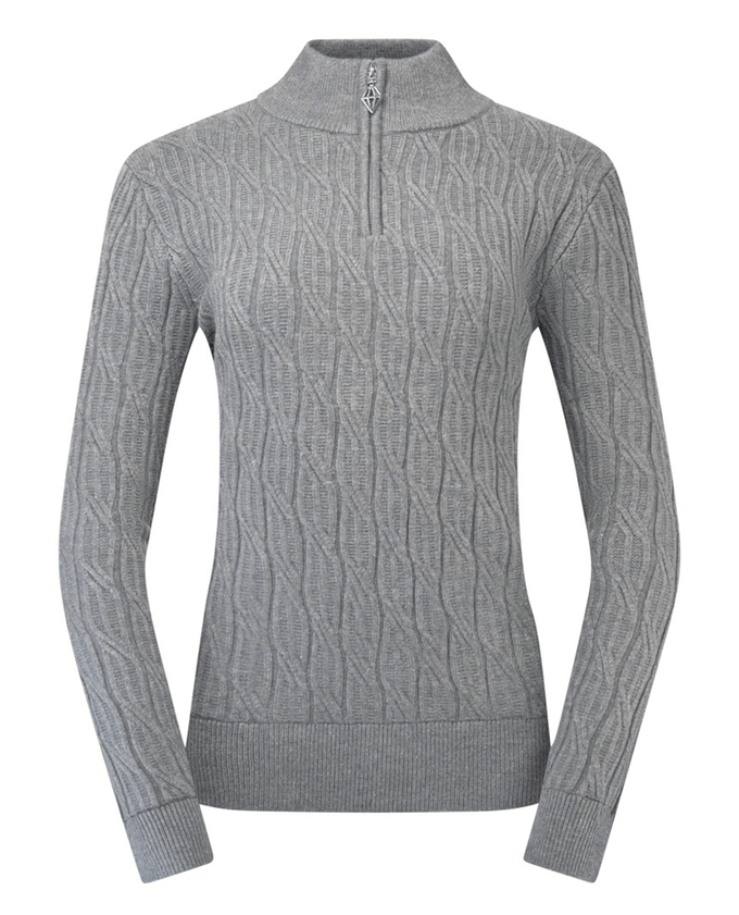PURE GOLF Margot Knit Lined Quarter Zip Jumper 506 Charcoal Grey