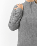 PURE GOLF Margot Knit Lined Quarter Zip Jumper 506 Charcoal Grey