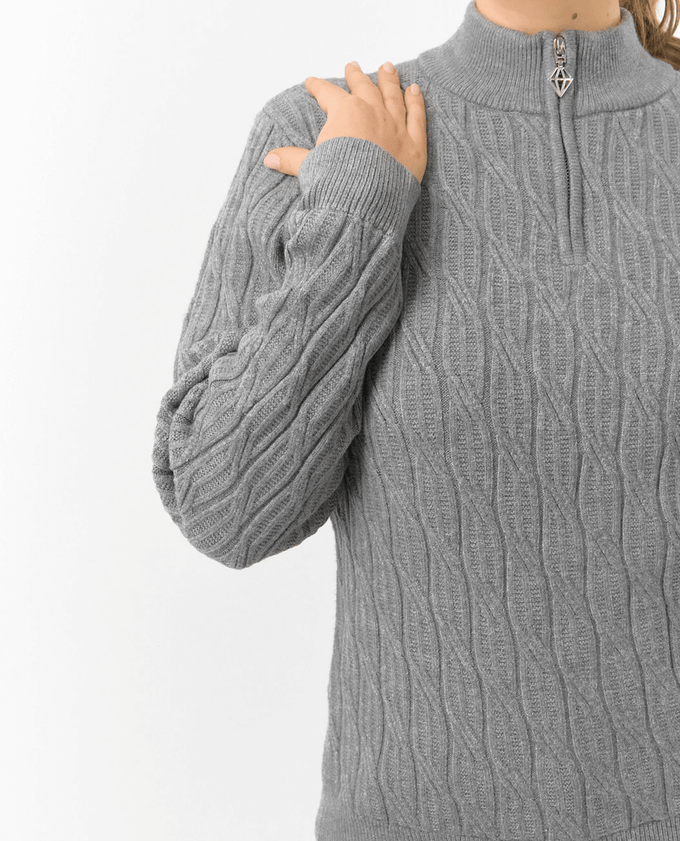 PURE GOLF Margot Knit Lined Quarter Zip Jumper 506 Charcoal Grey