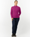 PURE GOLF Margot Knit Lined Quarter Zip Jumper 506 Plum