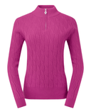 PURE GOLF Margot Knit Lined Quarter Zip Jumper 506 Plum