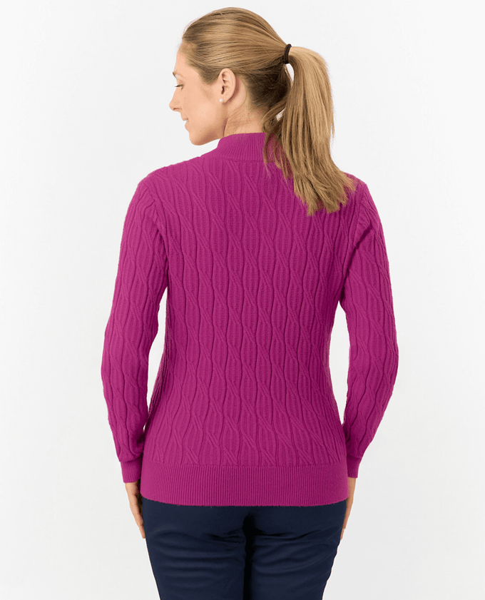 PURE GOLF Margot Knit Lined Quarter Zip Jumper 506 Plum