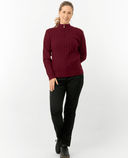 PURE GOLF Margot Knit Lined Quarter Zip Jumper 506 Merlot