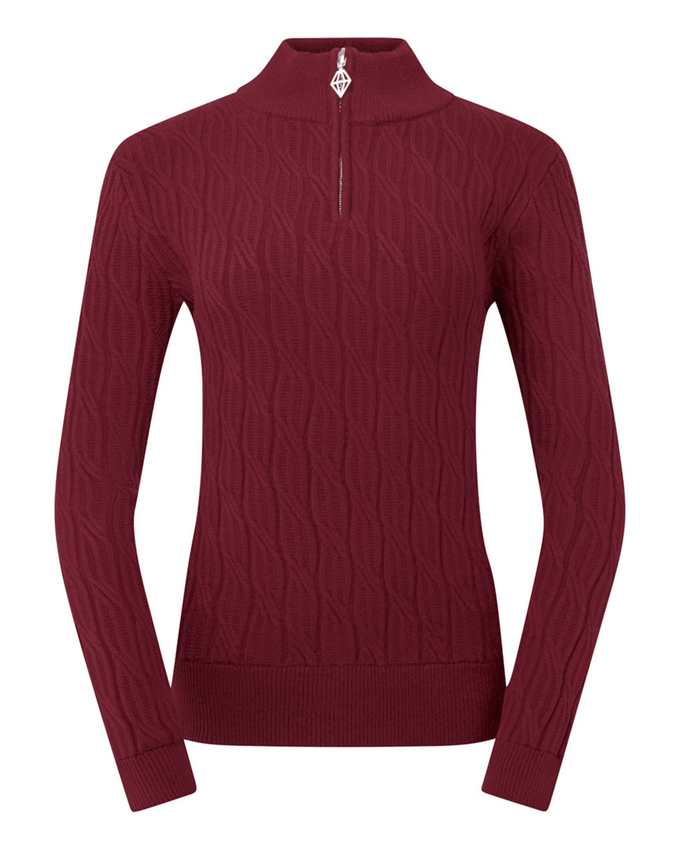 PURE GOLF Margot Knit Lined Quarter Zip Jumper 506 Merlot