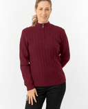 PURE GOLF Margot Knit Lined Quarter Zip Jumper 506 Merlot