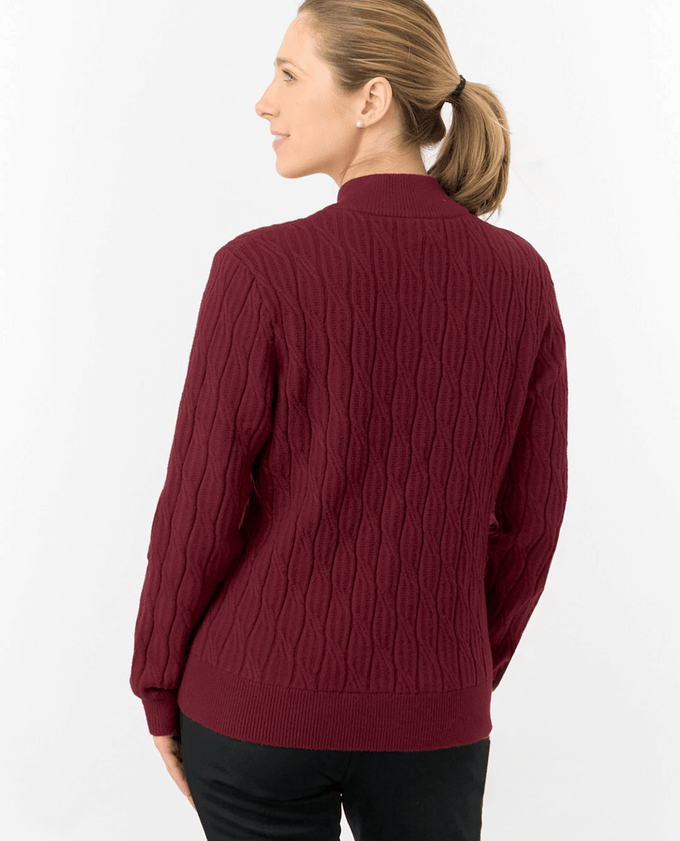 PURE GOLF Margot Knit Lined Quarter Zip Jumper 506 Merlot