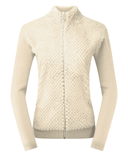 PURE GOLF Ellisa Knitted Zipped cardigan with faux fur front 508 Limestone