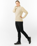 PURE GOLF Ellisa Knitted Zipped cardigan with faux fur front 508 Limestone