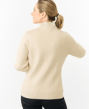 PURE GOLF Ellisa Knitted Zipped cardigan with faux fur front 508 Limestone