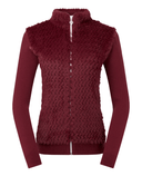 PURE GOLF Ellisa Knitted Zipped cardigan with faux fur front 508 Merlot