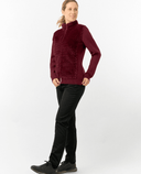 PURE GOLF Ellisa Knitted Zipped cardigan with faux fur front 508 Merlot