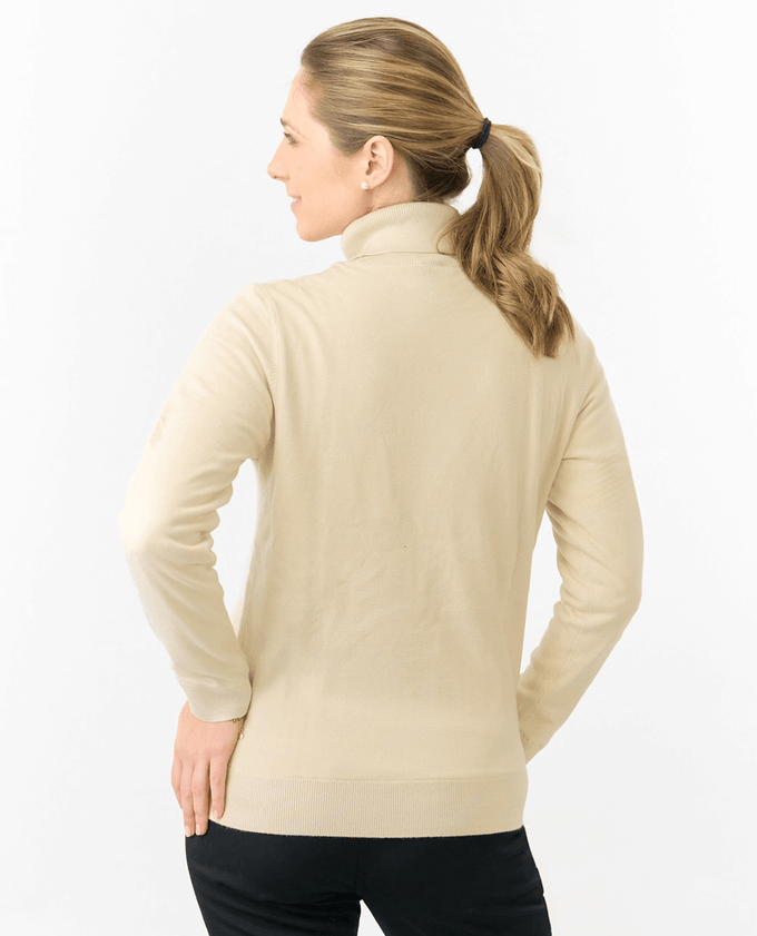 PURE GOLF Sarah Roll Neck Jumper with Faux Fur Collar 521 Limestone
