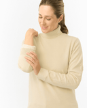 PURE GOLF Sarah Roll Neck Jumper with Faux Fur Collar 521 Limestone