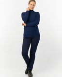 PURE GOLF Sarah Roll Neck Jumper with Faux Fur Collar 521 Navy