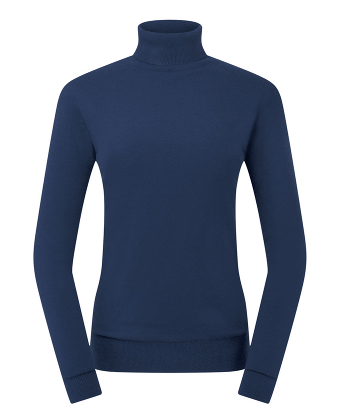 PURE GOLF Sarah Roll Neck Jumper with Faux Fur Collar 521 Navy