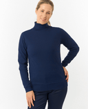 PURE GOLF Sarah Roll Neck Jumper with Faux Fur Collar 521 Navy