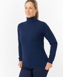 PURE GOLF Sarah Roll Neck Jumper with Faux Fur Collar 521 Navy