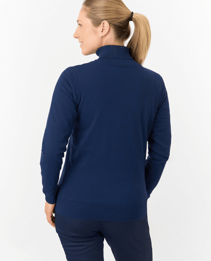 PURE GOLF Sarah Roll Neck Jumper with Faux Fur Collar 521 Navy