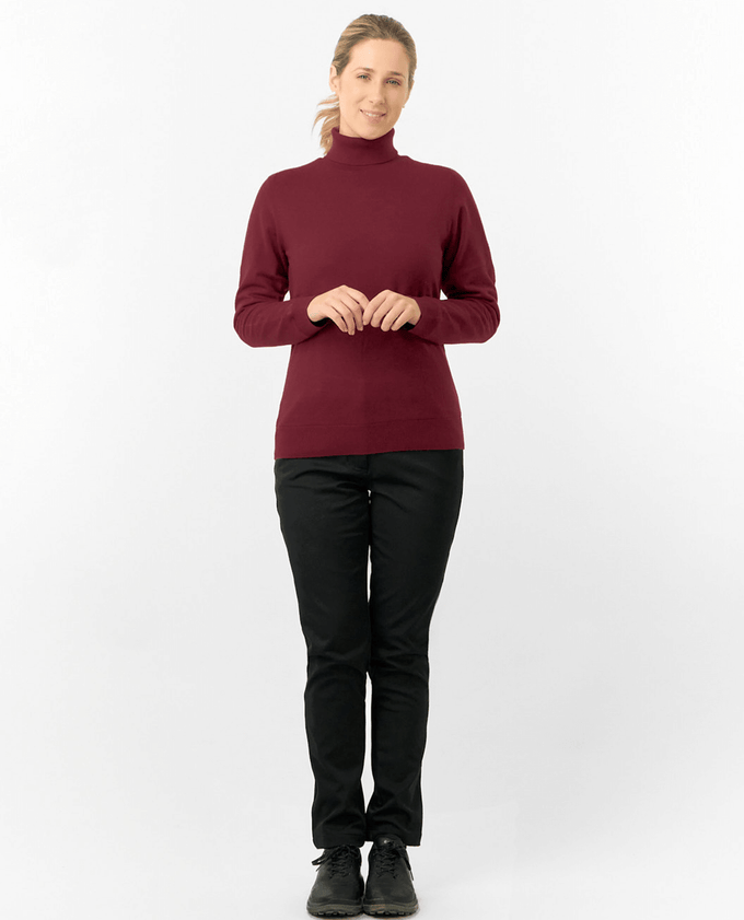 PURE GOLF Sarah Roll Neck Jumper with Faux Fur Collar 521 Merlot