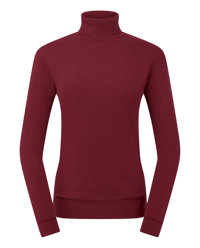PURE GOLF Sarah Roll Neck Jumper with Faux Fur Collar 521 Merlot