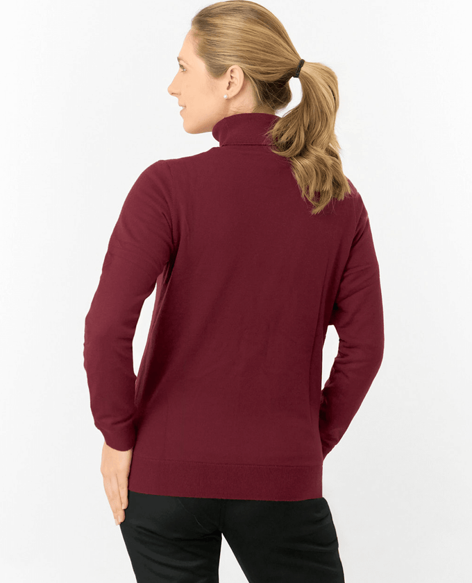 PURE GOLF Sarah Roll Neck Jumper with Faux Fur Collar 521 Merlot