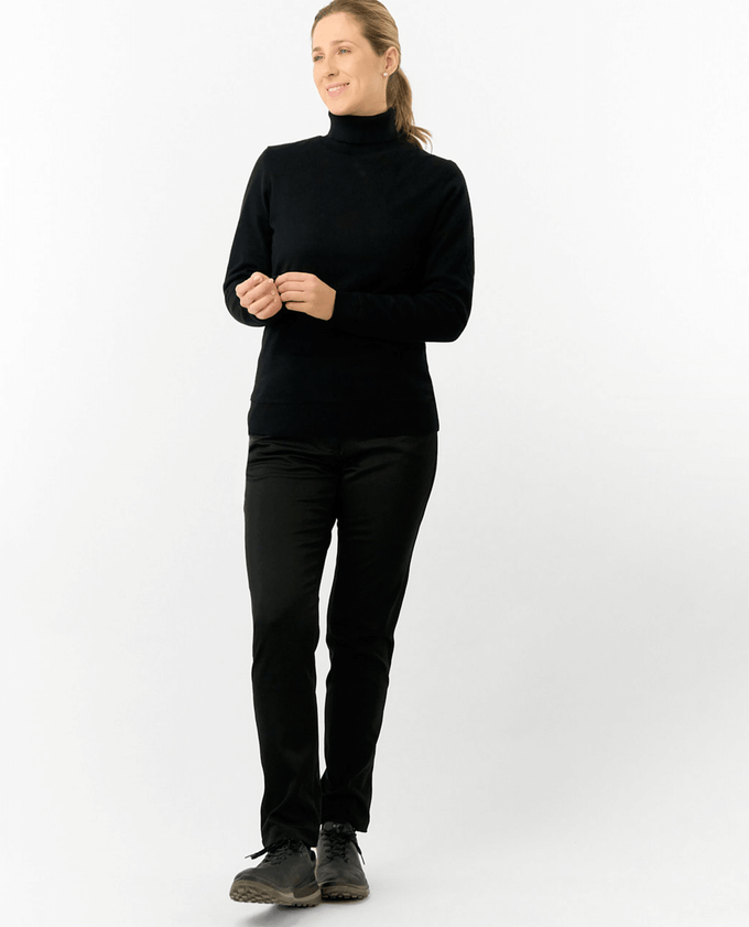 PURE GOLF Sarah Roll Neck Jumper with Faux Fur Collar 521 Black