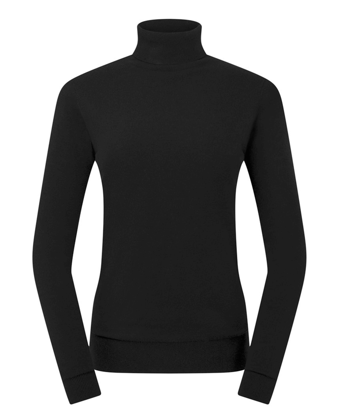 PURE GOLF Sarah Roll Neck Jumper with Faux Fur Collar 521 Black