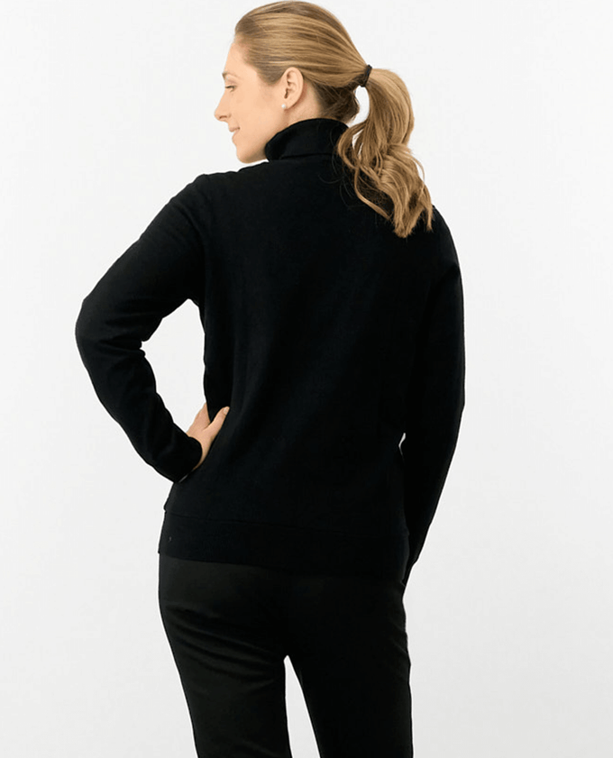 PURE GOLF Sarah Roll Neck Jumper with Faux Fur Collar 521 Black