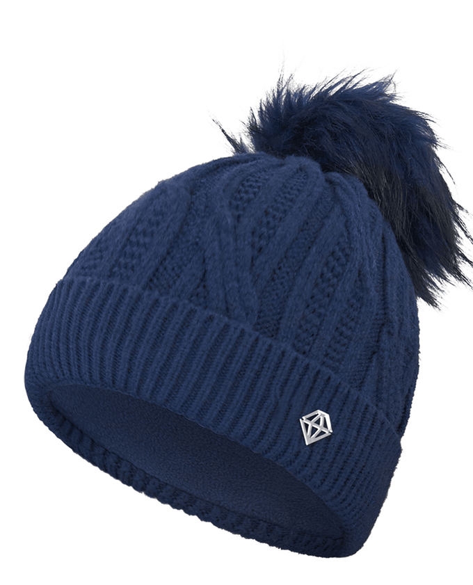 PURE GOLF Margot Waterproof Lined Bobble Hat Navy