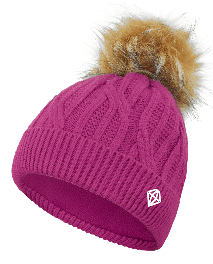 PURE GOLF Margot Waterproof Lined Bobble Hat Plum