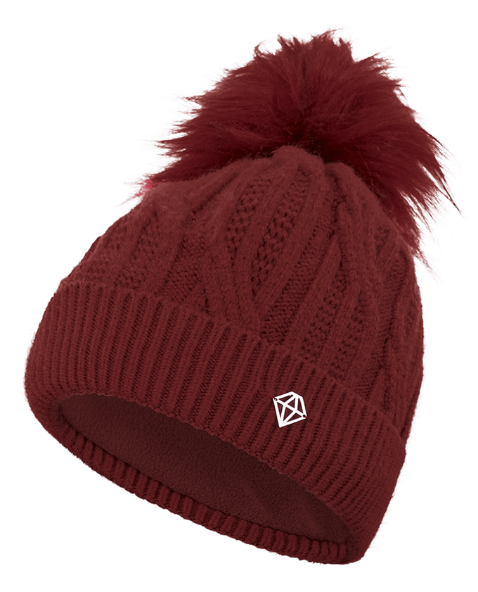 PURE GOLF Margot Waterproof Lined Bobble Hat Merlot