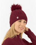 PURE GOLF Margot Waterproof Lined Bobble Hat Merlot