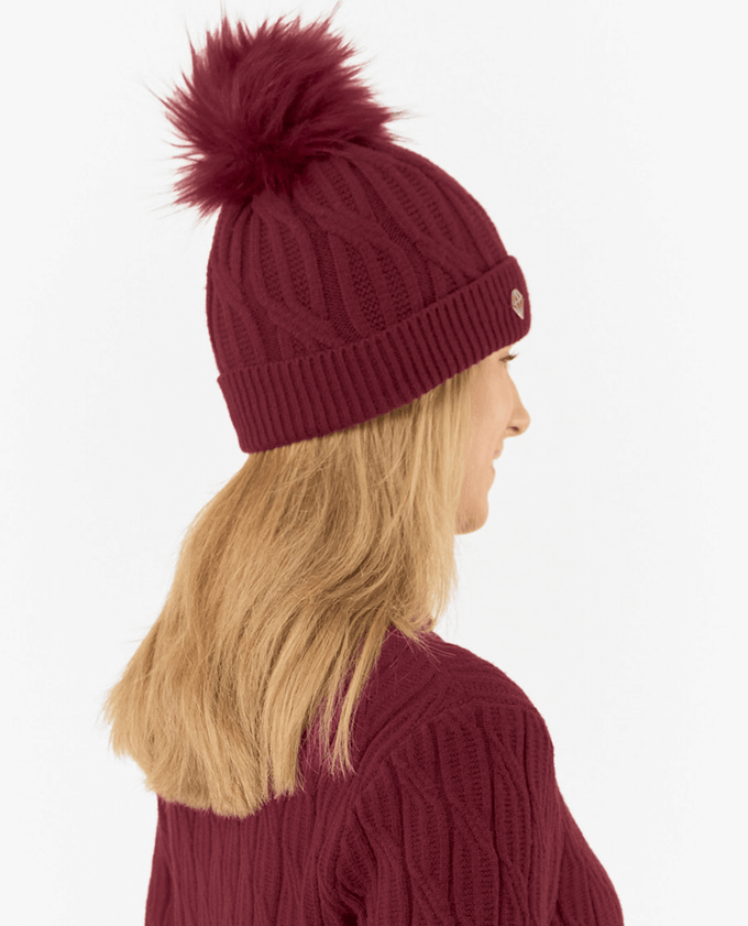 PURE GOLF Margot Waterproof Lined Bobble Hat Merlot