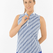 SIZE XL - PURE GOLF Felicity Sleeveless Polo 030 Tidal Wave - XL / Tidal Wave