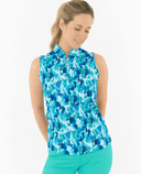 PURE GOLF Ellen Sleeveless Zip Polo 035 Water Lily