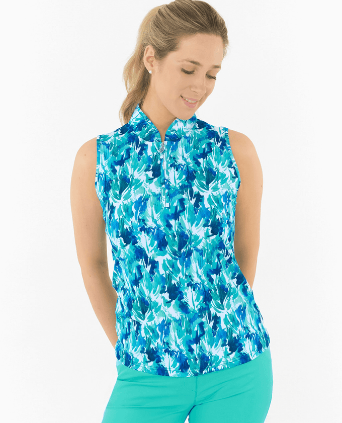 PURE GOLF Ellen Sleeveless Zip Polo 035 Water Lily