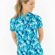PURE GOLF Ellen Short Sleeve Zip Polo 036 Water Lily - S / Water Lily