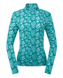 PURE GOLF Serenity Long Sleeve Polo 441 Teal Frondescence
