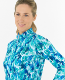 PURE GOLF Serenity Long Sleeve Polo 441 Water Lily