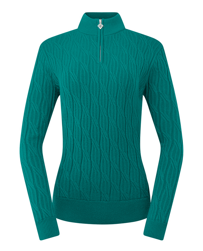 PURE GOLF Sorrell Margot Knit Quarter Zip Lined Jumper 506 Deep Teal