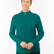 PURE GOLF Sorrell Margot Knit Quarter Zip Lined Jumper 506 Deep Teal - XS / Deep Teal
