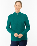 PURE GOLF Sorrell Margot Knit Quarter Zip Lined Jumper 506 Deep Teal