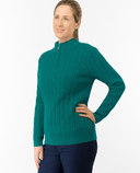 PURE GOLF Sorrell Margot Knit Quarter Zip Lined Jumper 506 Deep Teal